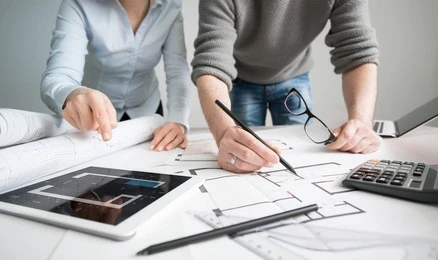 architects architect project interior design designer planning people architecture drawing business plan construction sketch house concept - stock image