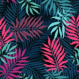 decorative colorful palm tree foliage. tropical palm leaves, jungle leaves seamless vector floral pattern, trendy hipster abstract background