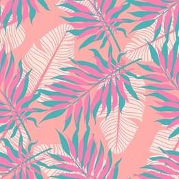 summer exotic floral tropical palm, banana leaves background. vector abstract memphis seamless pattern. plant flower nature wallpaper