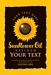 vector label for refined sunflower oil with sunflower