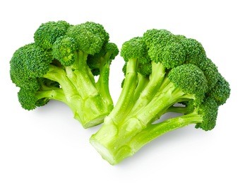 broccoli with drops of water isolated on white background