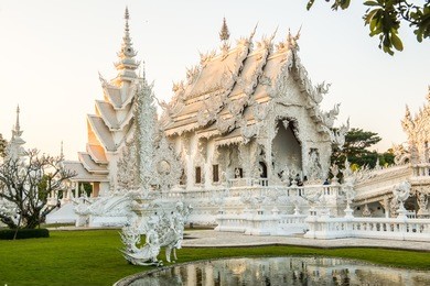 beautiful thai church at rong khun temple, thailand.