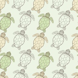 sea turtle vector seamless pattern. stylized geometrical ocean tortoise. marine animals background. 