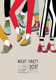 night party hand  drawn colorful poster with dancing legs. dance, event, festival vector illustration placard.