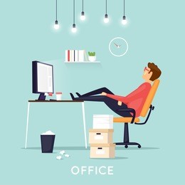 tired employee sleeping in the office. flat vector illustration in cartoon style.