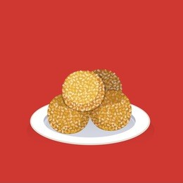 traditional dish is thought to be lucky, sesame seed ball.