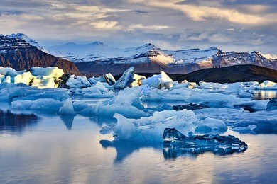 iceland, jokulsarlon lagoon, beautiful cold landscape picture of icelandic glacier lagoon bay,