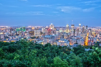 downtown montreal from mont royal at night