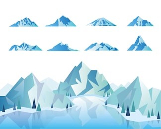 mountain icons or logotypes. vector illustration of mountains landscape isolated on white background.