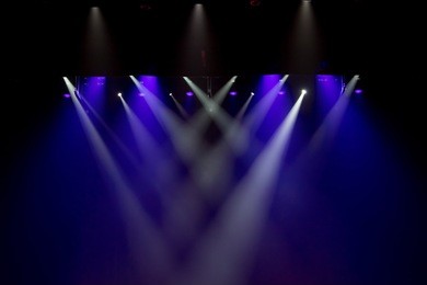 scene, stage light with colored spotlights