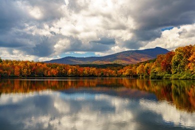 reflective price lake in the fall
blue ridge mountains, appalachian mountains, north carolina