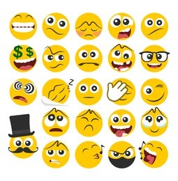 set of emoticons with different emotions in a flat design. part 2