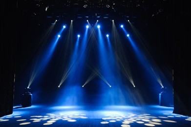 free stage with lights, lighting devices.