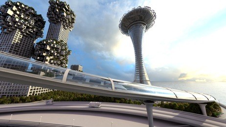 concept future city skyline. futuristic business vision concept. 3d illustration