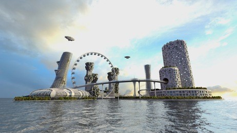 concept future city skyline. futuristic business vision concept. 3d illustration