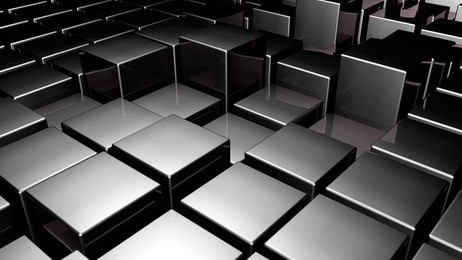 black 3d glossy plastic cubes. abstract technology background. 3d rendering.