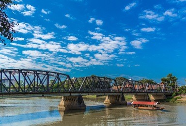 iron bridge bridge in mueang chiang mai. ping river chiang mai thailand. 