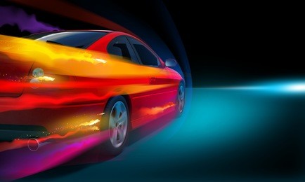 high-speed burning car