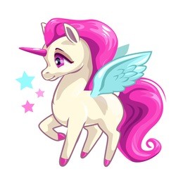 cute vector girlish illustration with funny baby unicorn on white background. t shirts print design element.