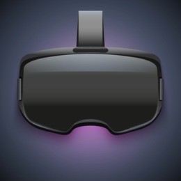 original stereoscopic 3d vr headset on dark background with light. front view. vector illustration isolated on white background.