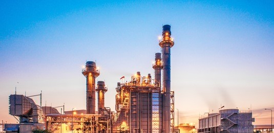 glow light of petrochemical industry on sunset and twilight sky ,power plant,energy power station area