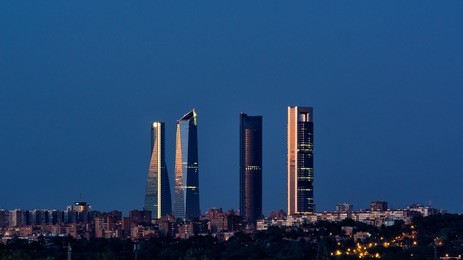 madrid skyline at sunset