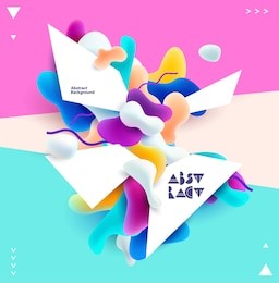 abstract colorful poster. plastic 3d shapes with space for text. 