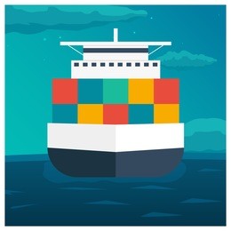sea transportation logistic. sea freight. cargo ship. vector flat illustration