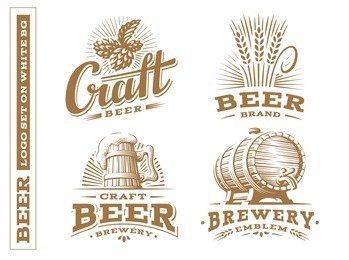 set beer logo - vector illustration, emblem brewery, design on white background.