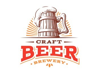 wooden beer mug logo- vector illustration, emblem brewery design on white background.