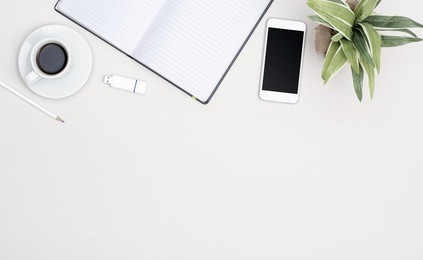 simple top view office desk header