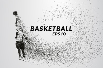 basketball of the particles. basketball player silhouette consists of circles and points. vector illustration.