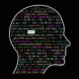 artificial intelligence. the image of a human head outline, inside which depicts a program code, which symbolizes the process of thinking. illustration work artificial neural networks.