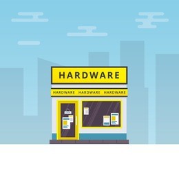 vector illustration of hardware store building