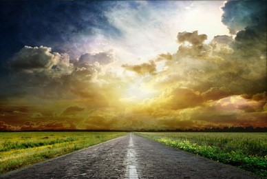  asphalt road. shallow depth of field