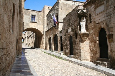 greece. rhodos island. old rhodos town. street of the knights (now embassy street)