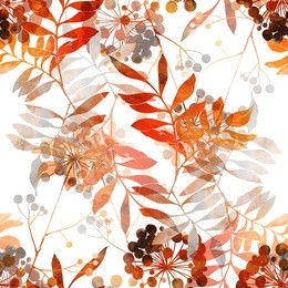 imprints tropical flowers and leaves. hand painted seamless pattern. digital drawing and watercolor texture. background for textile decor and design. botanical wallpaper. mixed media. floral frame