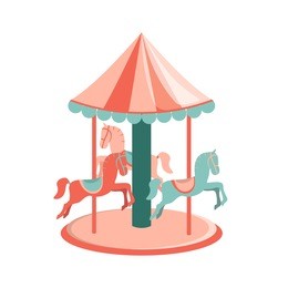 cartoon carousel with horses. vector illustration.