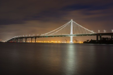bay bridge's eastern span replacement from treasure island, san francisco, california, usa