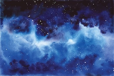 watercolor universe sky, stars, deep space violet, blue, fantasy background