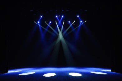 free stage with lights, lighting devices.