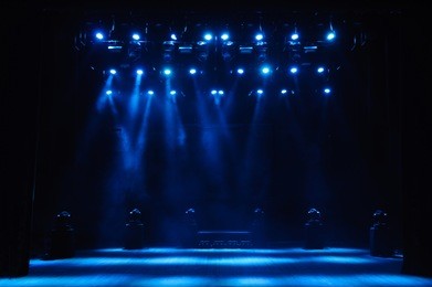 free stage with lights, lighting devices.