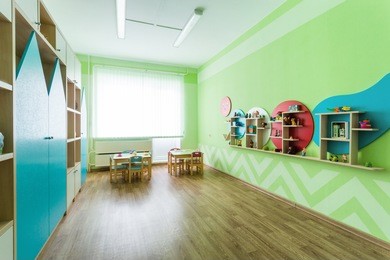 softgreen game room in the kindergarten.