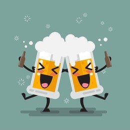 two drunk beer glasses character. vector illustration