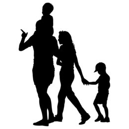 silhouette of happy family on a white background. vector illustration