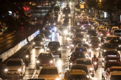 city traffic night blurred