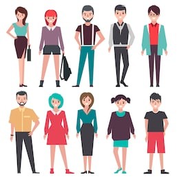 people. set. flat vector illustration