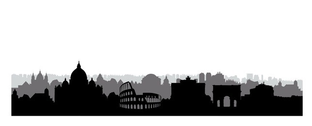 rome city skyline. italian urban landscape landmark silhouette. rome urban architectural background. cityscape with famous buildings. travel italy card