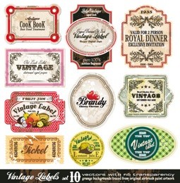 vintage labels collection - 10 design elements with original antique style -set 10