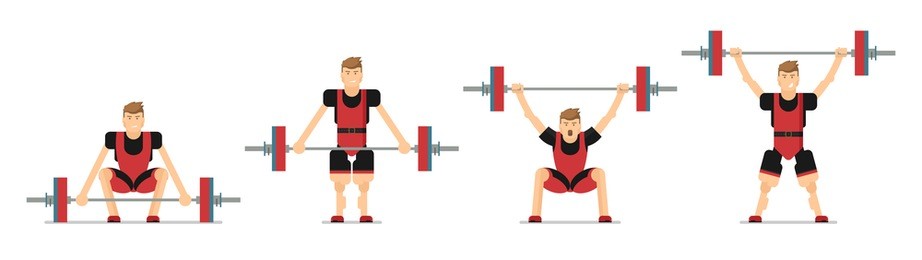 weightlifting snatch. the sequence of the exercise - snatch.